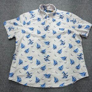 Polo Ralph Lauren Mens 2XL Oxford Shirt White Polo Bear Windsurfing Hawaiian